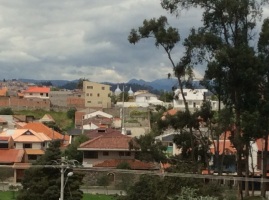 Kitchen window view in Cuenca (Can you see the domes of the cathedral in the distance?)