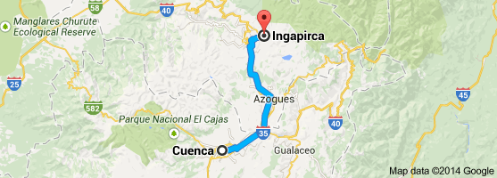 Map Cuenca to Ingapirca